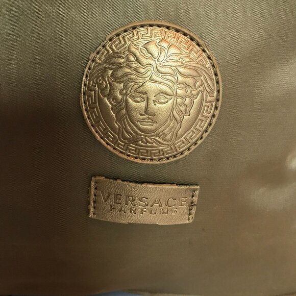 Versace Parfums Backpack Bronze Nylon Medusa Logo Top Handles 13" - Picture 2 of 14
